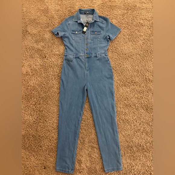 Women's Blue Denim Jumpsuit - Picture 3 of 8